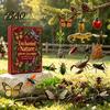 Unique Unboxing Experience 24-Day Christmas Countdown Calendar Box with 24 Insect And Reptile Acrylic Ornaments, 2D Creative Holiday Gifts Flat Animal