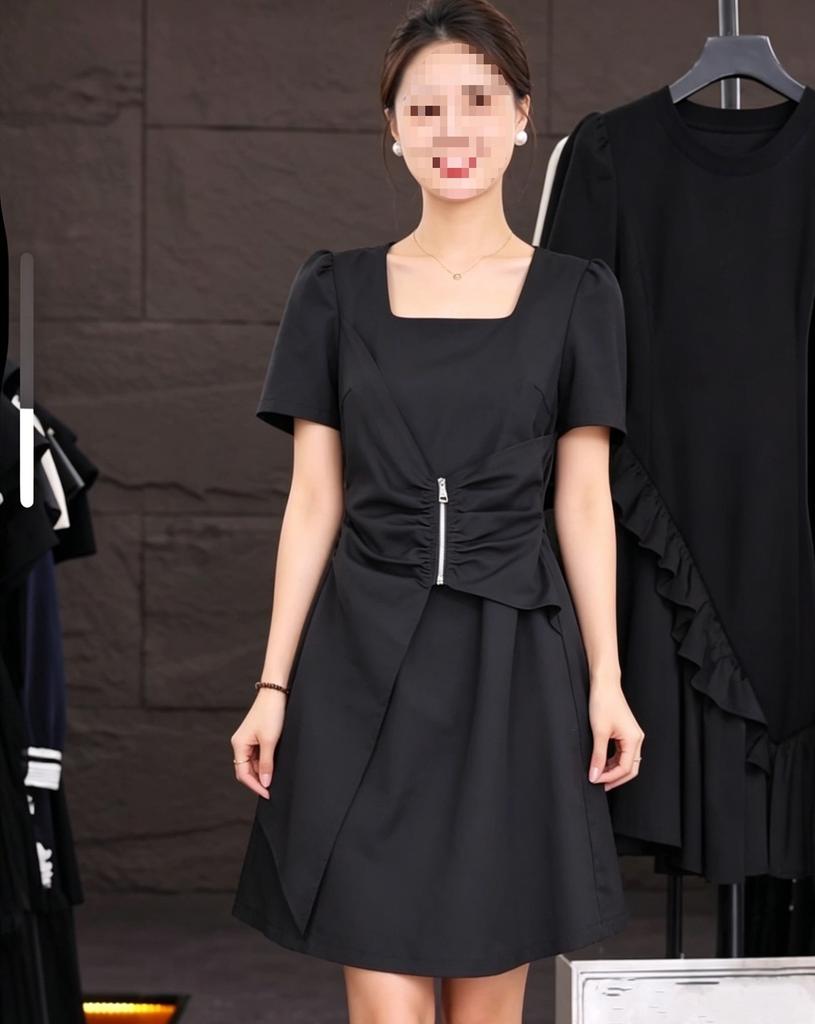 Large size design women's clothing summer temperament new age-reducing and thin fashion mm dress small black dress