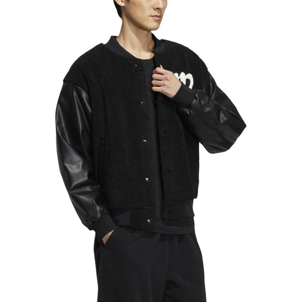 adidas Neo U CNY Jacket Embroidered Fleece Baseball Uniform Unisex Jackets Black IA6903