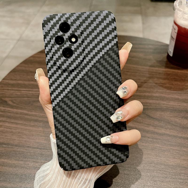 Husă pentru Honor 200 5G Textură Fibră de Carbon Rezistentă la Căderi PC Dur Acoperire Telefon