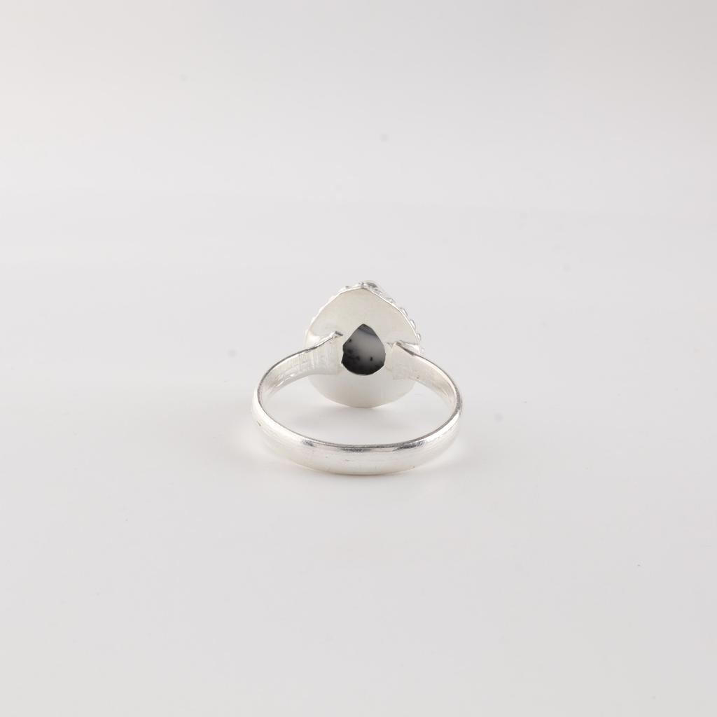 Natural Dendrite Opal Gemstone 925 Sterling Silver Handmade Jewelry Designer Wedding Ring For Braid RR-77-30