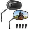 KEMIMOTO Motorcycle Mirrors 10mm Adjustable 360° Oval Set for Honda Kawasaki Suzuki Black