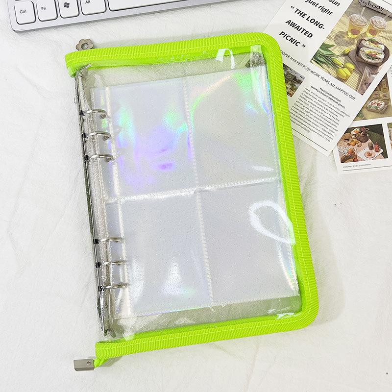 3-inch A5 Transparent Loose-leaf Photo Album - Commemorative Laser Iridescent Card Storage 2-slot page single-sided 30 pcs