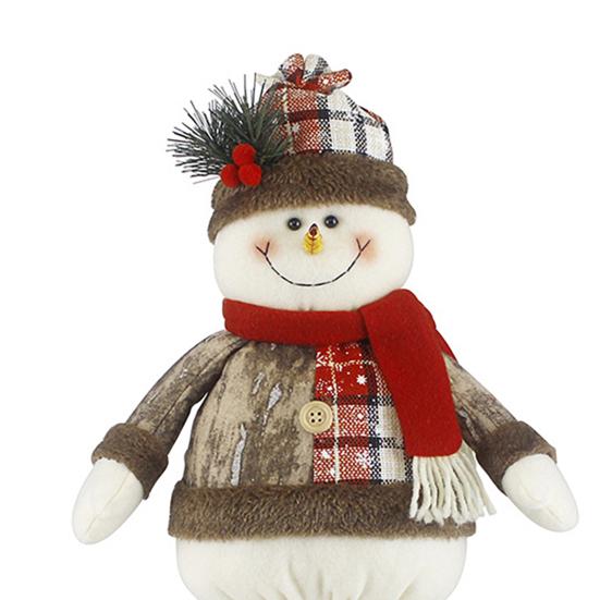 Christmas Doll Pendant Santa Claus Snowman Telescopic Legs Design Plaid Print Xmas Doll Festival