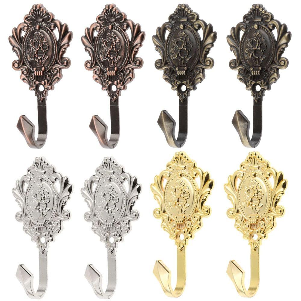 2Pcs Vintage Style Drapery Curtain Holdbacks Rose Pattern Curtain Drapery Tieback Hooks Home Decor