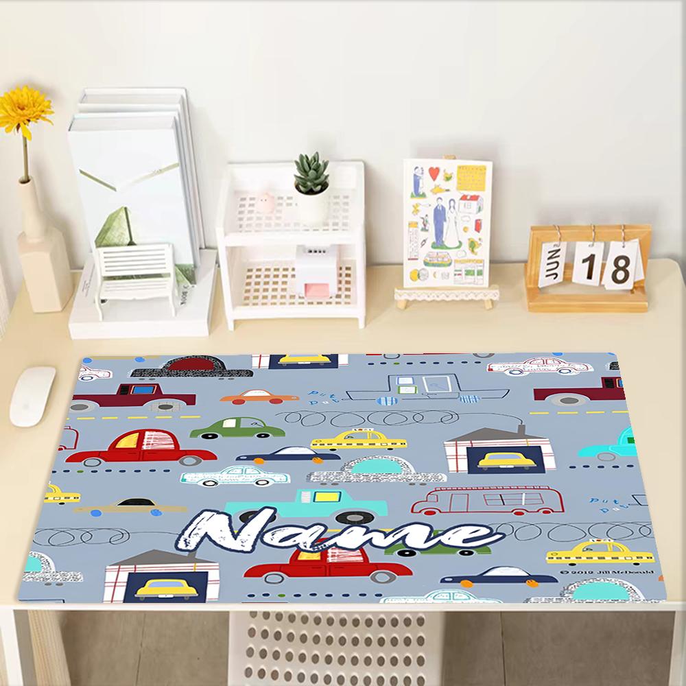 Custom Name Cute cars Theme Mouse Pad, Non Slip Rubber Base, Multifunctional Office & Home Decor, Perfect for Workspace Personalization.