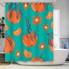 Modern Pattern Shower Curtains with Orange Flower Print Home Decor Water Repellent Bathroom Liners for Bathtub Green   White Col