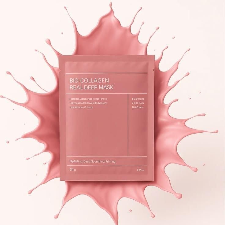 Bio-Collagen Real Deep Mask, Hydrating and Firming Sheet Mask with Probiotics, Hyaluronic Acid, Collagen Extract, 34g