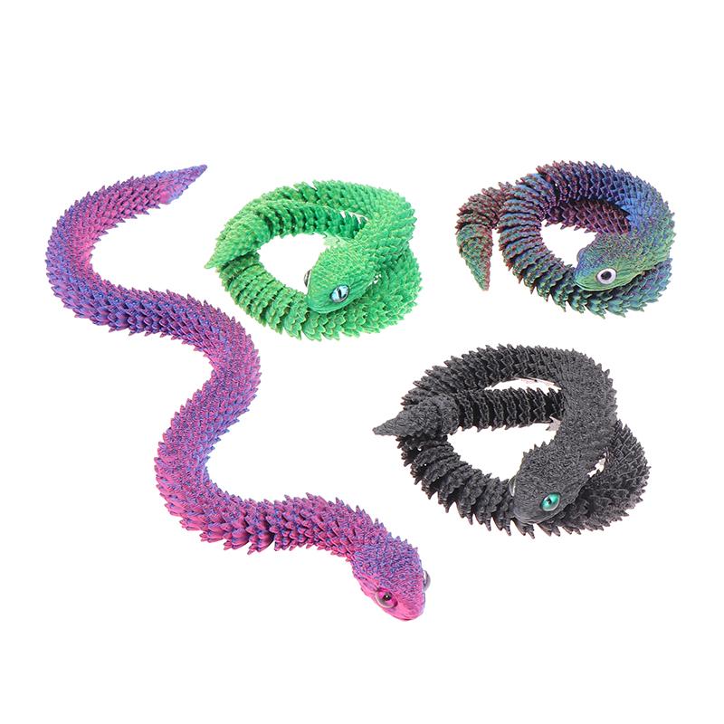 1Pcs 3D Printed Snake Movable Joint Fidget Toy Figurine Simulation Snake Office Desktop Ornament New Year Gifts Crafts Gift