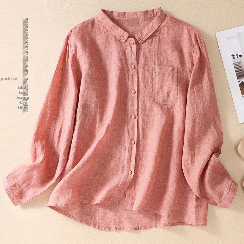 

Women s 2025 Artistic Linen Cardigan: Stand Collar, Long Sleeve, Sun Protection, Casual Cotton-Linen Top XXL