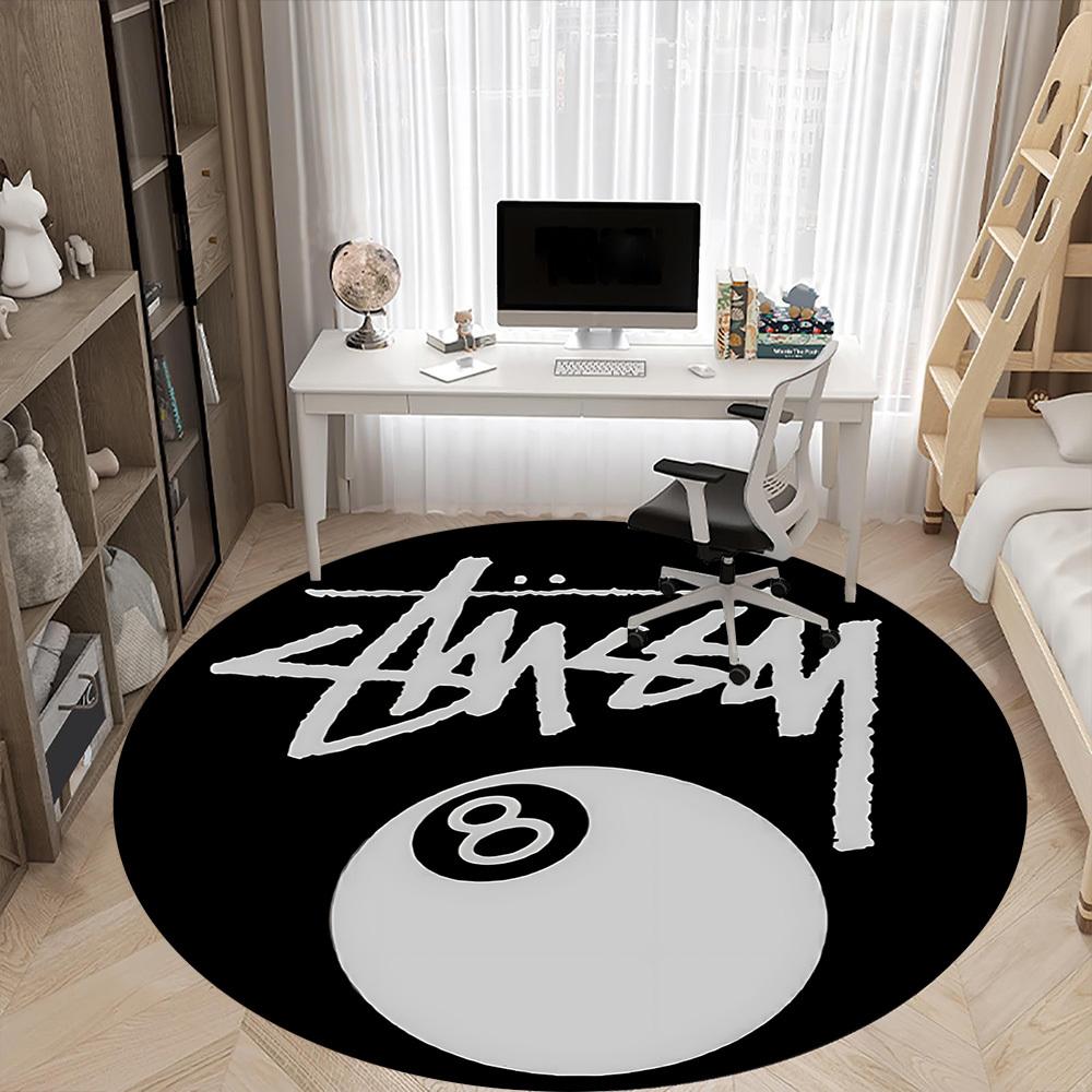 1pc Stussy, Eight-Ball Chair Carpet for Office - Indoor Non-Slip Washable Polyester Fiber Carpet, Soft Comfortable Mat For Office yy250928039