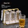ZISIZ Gradient Glacier Glass Cups with Gold Rim and White Holder - Set of 6