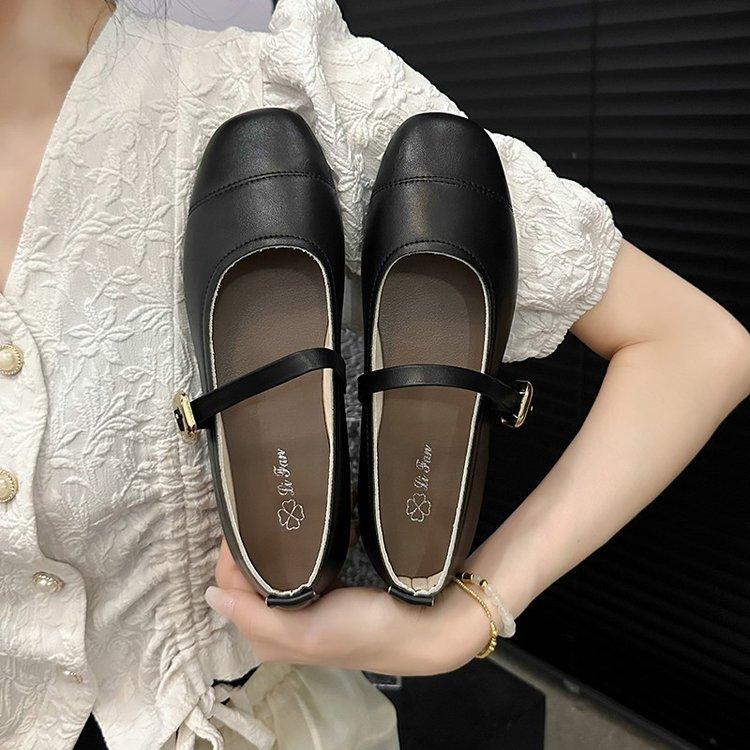 [Youshilai] Fashion Square Head Retro Loafers Women's Summer 2025 New Temperament Casual Versatile Single Shoes
