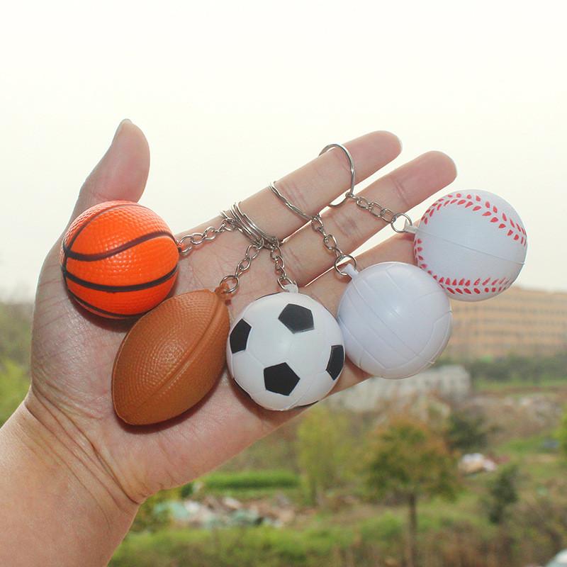 Pu Foam Basketball Keychain Toy For Children Kids Stress Relief Bag Accessory