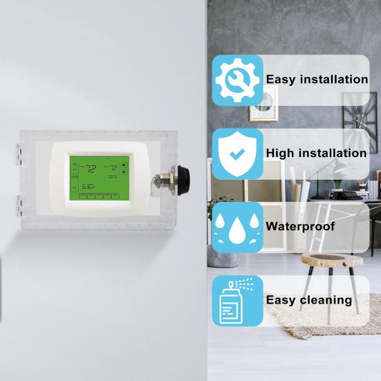 2Pcs Large Universal Thermostat Lock Box with Modifiable Password, Clear Thermostat Guard Cover