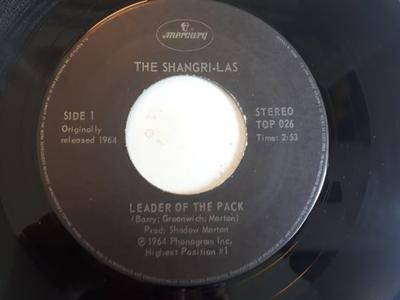 7inch Record SHANGRI-LAS - Leader Of The Pack TOP026 MERCURY Canada Rock Used