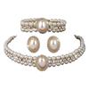 Vintage Pearl Rhinestone Bridal Necklace Earrings Set Cheongsam Neck Chain Collarbone Chain Set Multi-layer Pearl Jewelry Women