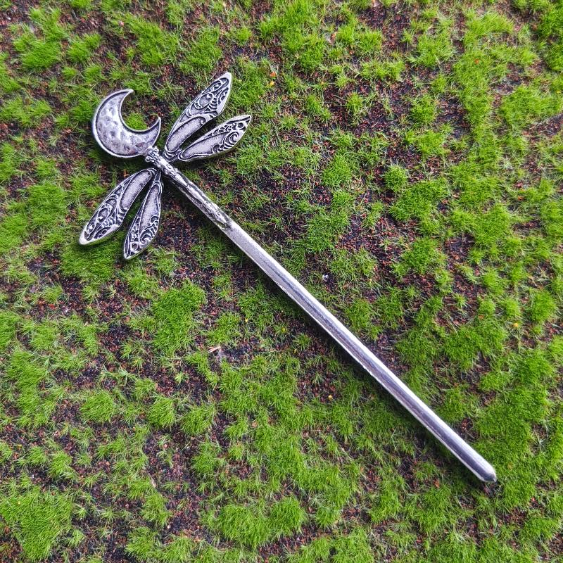 Ethic Dragon Hairsticks Silver Axe Sword Hair Accessories Witch Snake Triple Moon Pentagram Hairpin Hair Stick