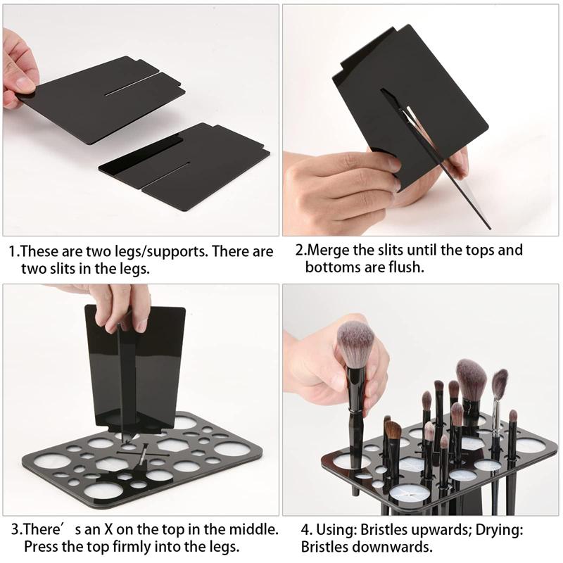 28 otvorů Organizér držák na kosmetické štětce na make-up Skládací sušák