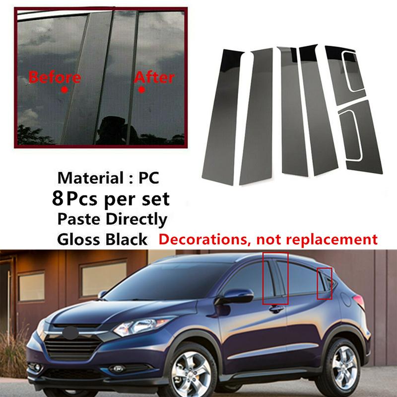 8Pcs Middle column sticker Window Door Column B C Pillar Post Cover Trim Decal For Honda HRV 2016-2022