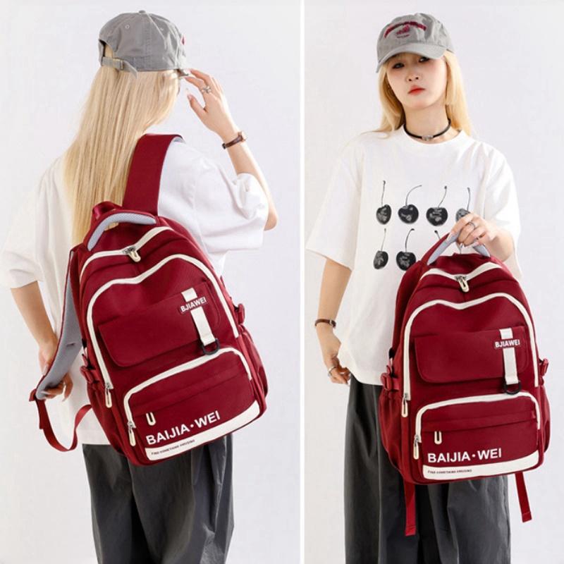 BAIJIAWEI 2024 Summer New Schoolbag High Quality Nylon Waterproof Junior High School Book Bag Lightweight Big Capacity College Student Travel Backpack