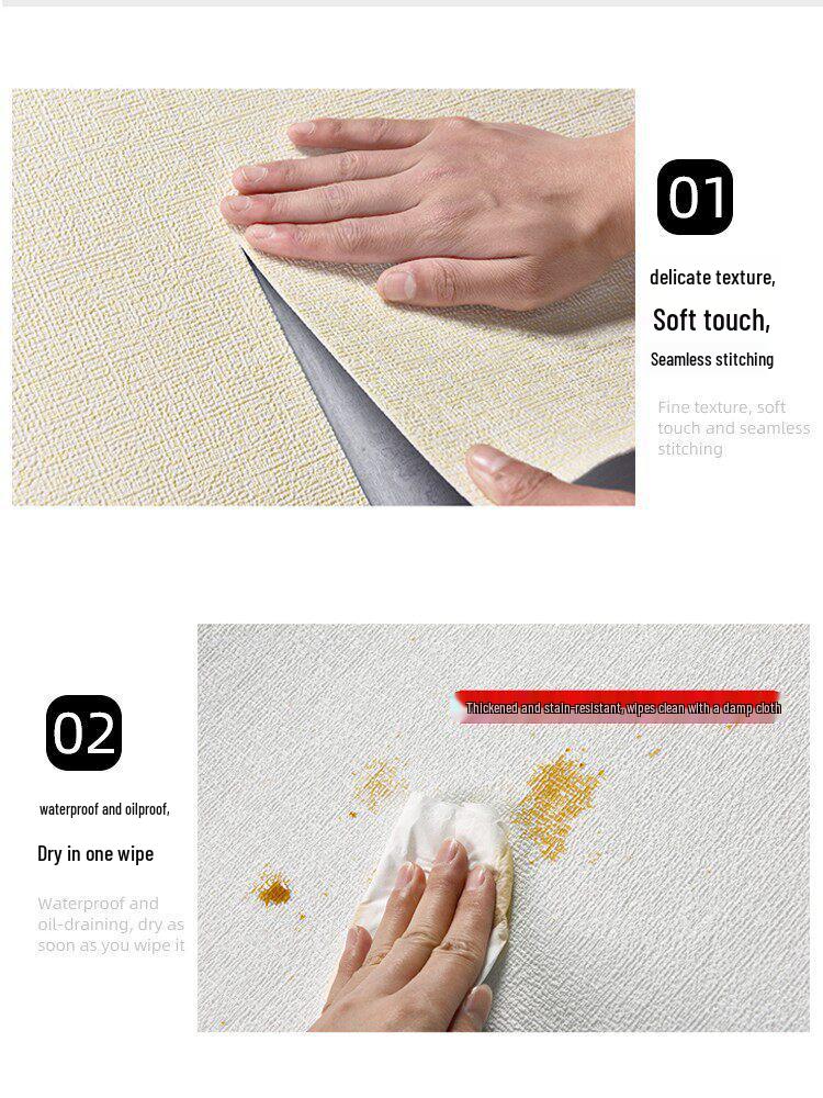 3D Self-Adhesive Linen Wallpaper: Thickened, Moisture-Proof, Light-Blocking, Thermal Insulation, Fire Retardant Aluminum Foil.