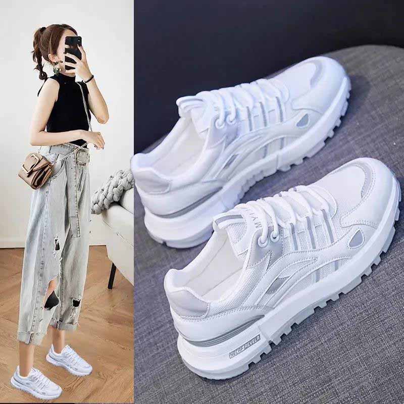 WTEMPO Sports Shoes Student Versatile Running Shoes Double Net Casual White Shoes