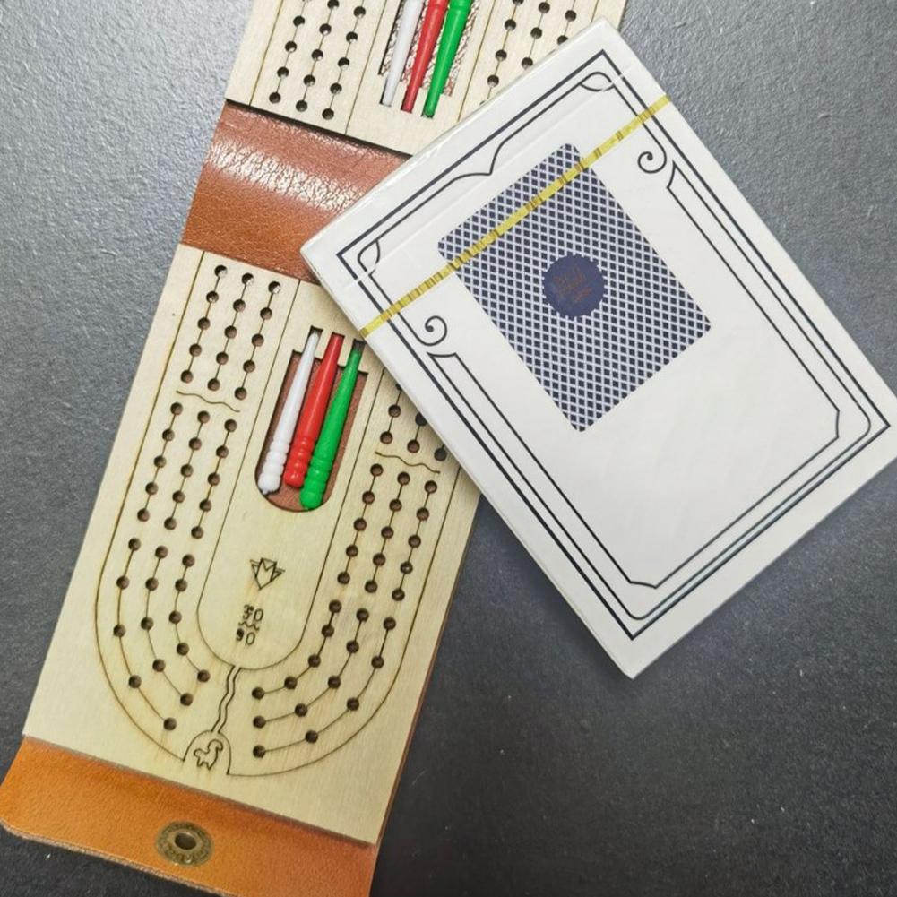 Traditional Wooden Cribbage Board Game Set Fun Table Game 2-4 Player Games Classic Tabletop Game for Family Game Night Travel