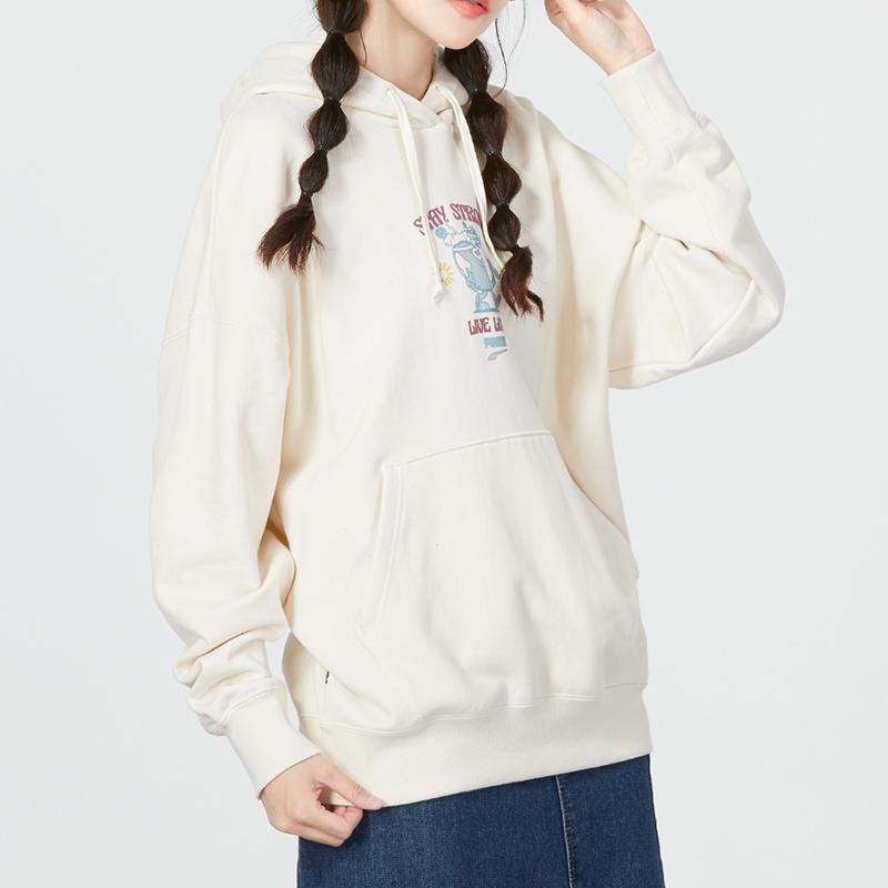 Puma Downtown Series Letter Print Drawstring Hoodie Long Sleeve Sweatshirt Women Tops White 537633-99