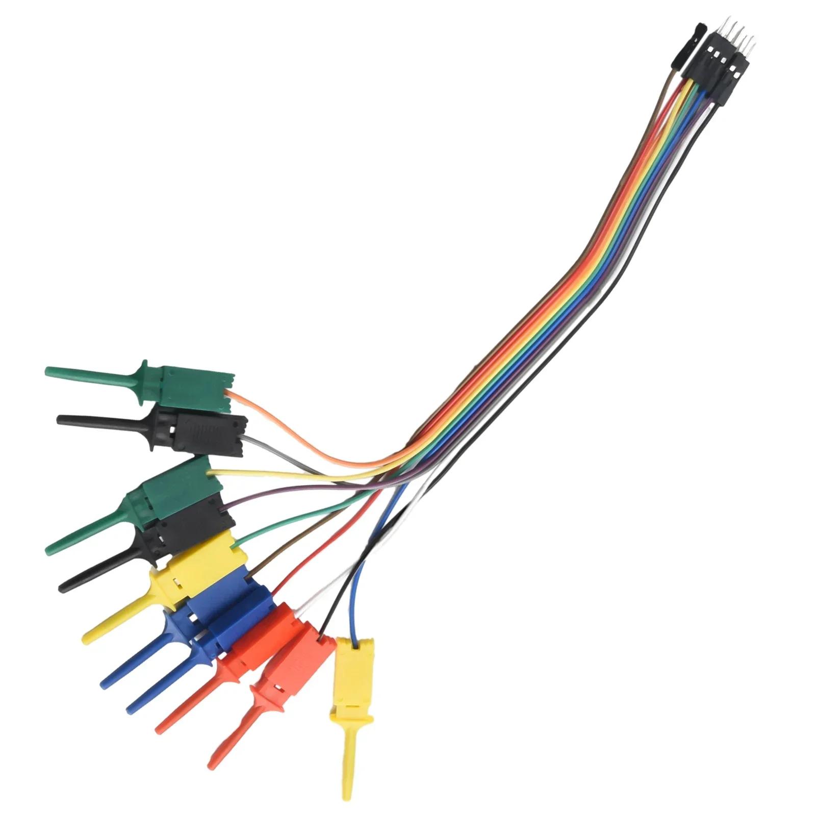 

20cm 10 Pin Hook Cable Clamp Kit 5 Color Logic Analyzer Cable Clamp Probe For Chips Pins Connecting Testing Instrument Parts