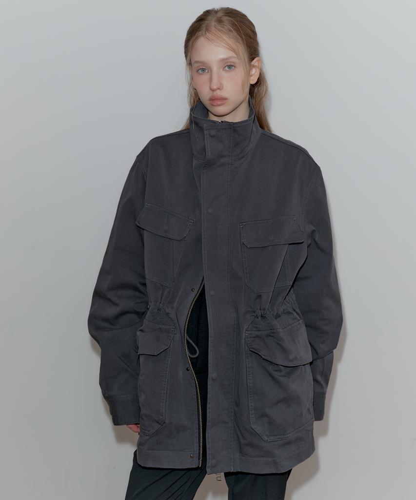 TMAKER Cotton Blend Fielded Jacket Charcoal