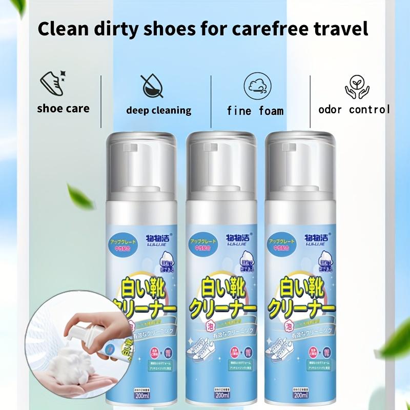 Weißer Schuhschaumreiniger-200ml für Sneaker Canvas & Faux - Nicht ausspülen Formel, Fleckenentferner & Aufhellungsmousse Mühelose Reinigung