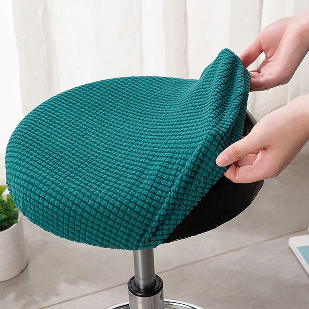 Thickened Bar Stool Cover Elastic Seat Chair Slipcover Soft Round Chair Cover