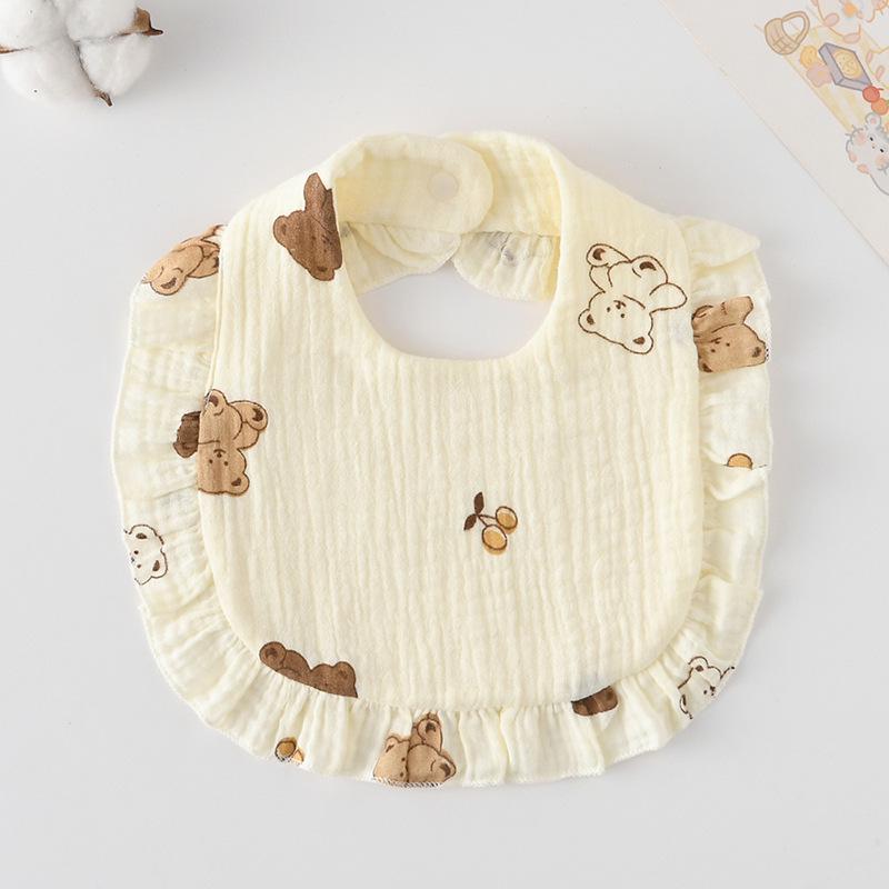 Ruffle Baby Drool Bibs: Pure Cotton Printed Lace Bibs