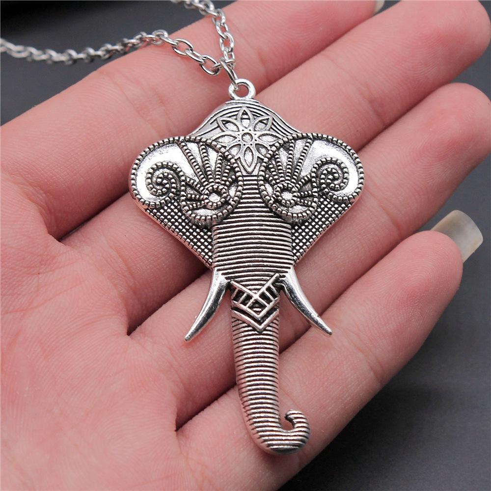 

New Fashion Big Lucky Elephant Pendant Necklace Long Chain Necklace For Women Costume Jewellery Necklace 45cm