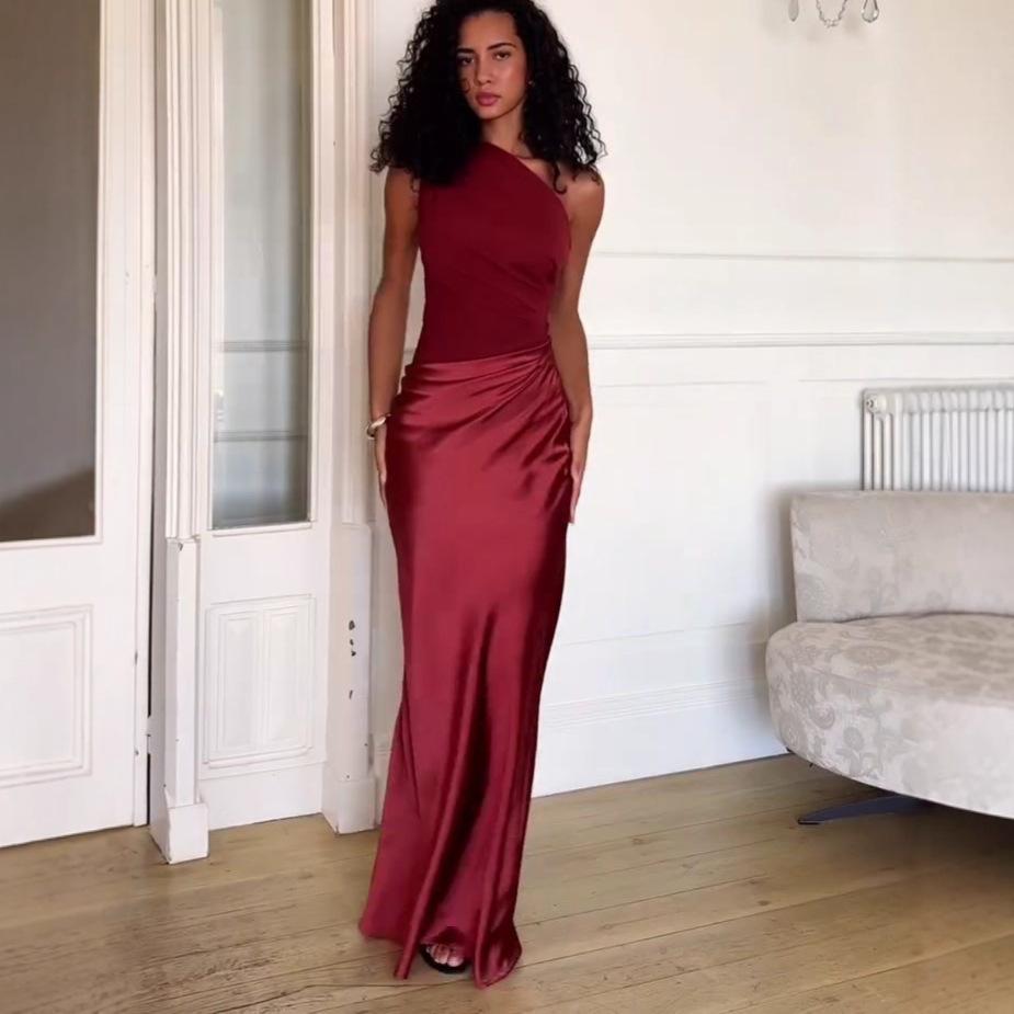Women's Purple One-Shoulder Bodycon Midi Dress