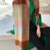 Winter new scarf women's winter thickened warm scarf colored plaid fringed scarf shawl fashionable outer cover