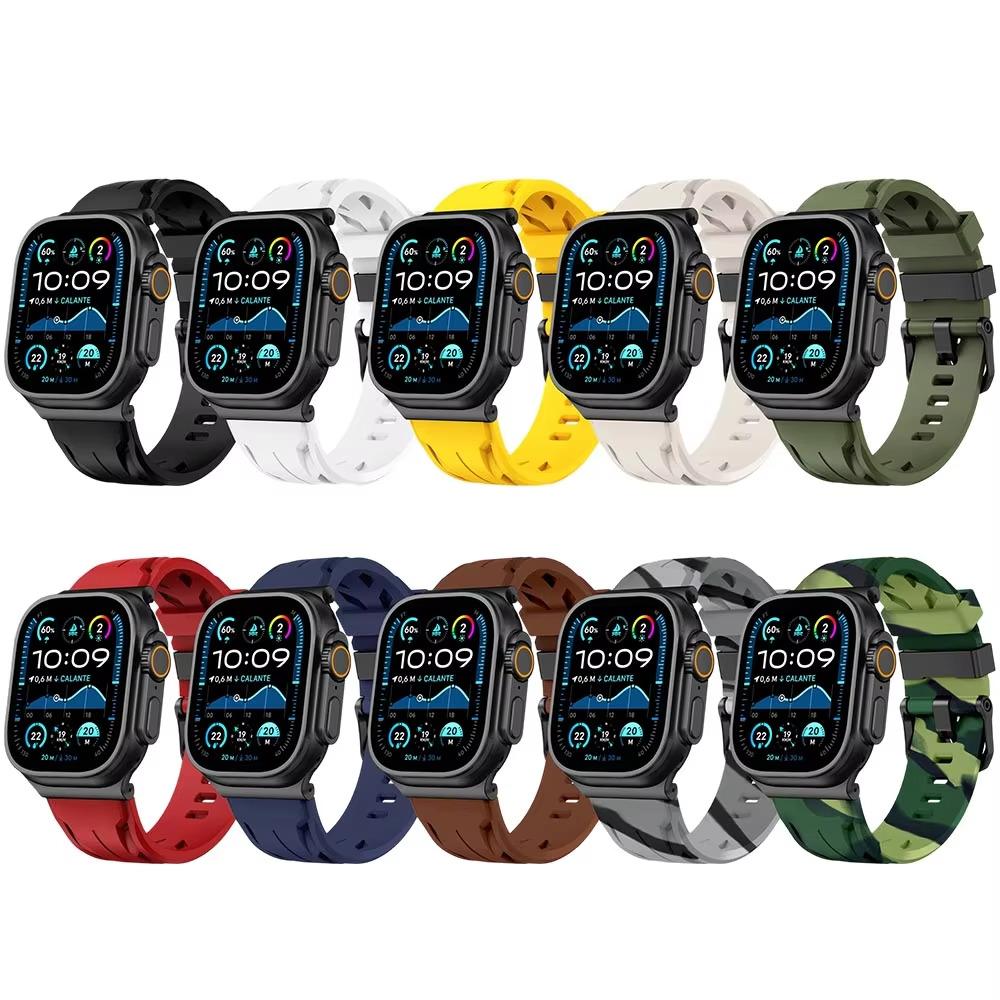 Men Silicone Strap for Apple Watch Ultra 3 2 1 49mm Soft Sports Band for Iwatch 11 10 9 8 7 6 5 4 Se3 46mm 44mm 45mm Bracelet