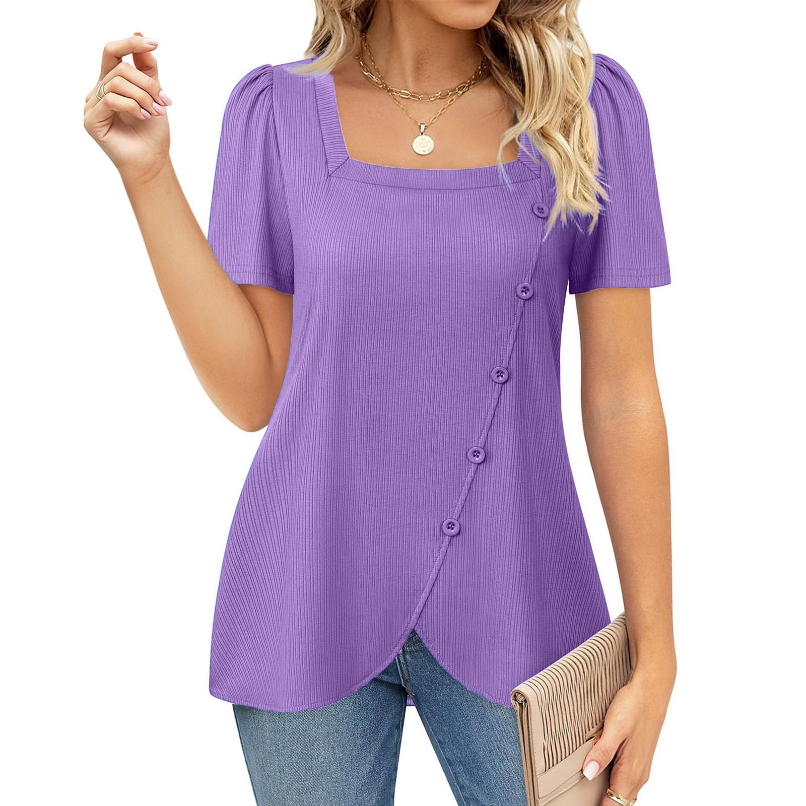 

Женская модная повседневная рубашка, однотонный пуловер с квадратным воротником, свободная футболка XL