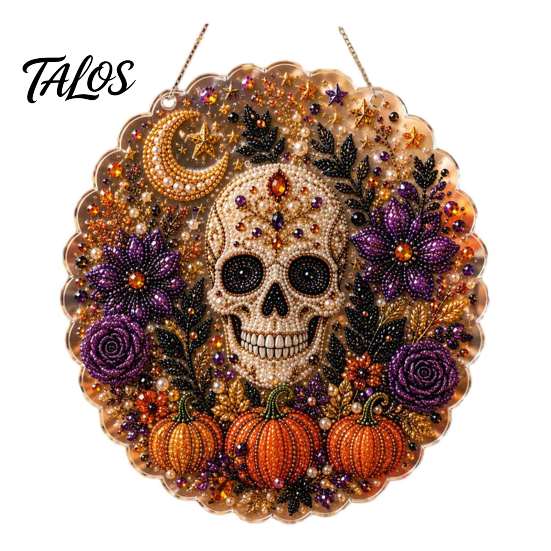 Halloween Party Supplies Hanging Ornament, 2D Flat Acrylic Pendant, Ghost Skull Whimsical Porch Pendant Witch Decoration for Indoor Outdoor