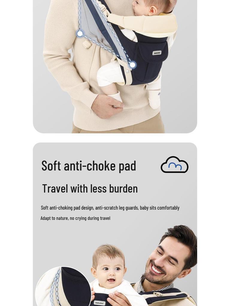 Lightweight 4-Season Baby Carrier with Waist Stool - Multifunctional, Two-Way, Hands-Free Design