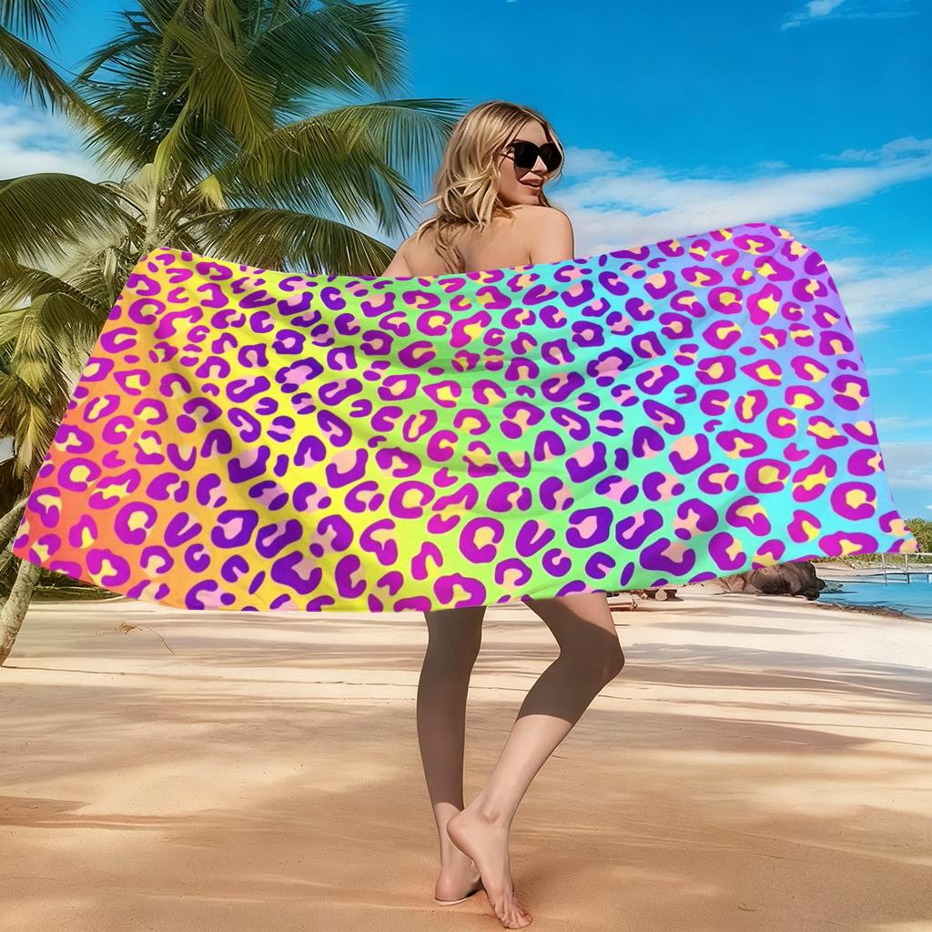 Colorful Leopard Print Beach Towel Quick-drying Super Absorbent Suitable for Swimming Beach Pool Gym Summer Gift for Friends