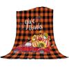 Thanksgiving Pumpkin Blanket Super Soft Flannel Throw Blankets Pumpkin Turkey Maple Leaf Gnome Plaid Blanket Plush Blankets Gift