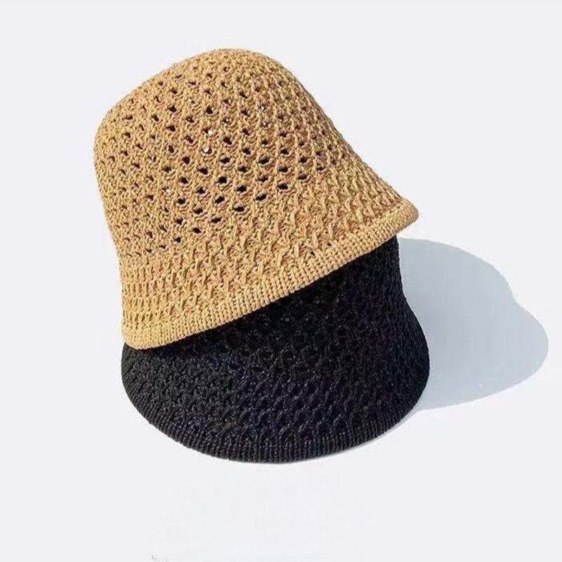 Bucket Hat Designer Wide Brim Women Bucket Hat Summer Straw Woven Sun Visor Hats Hollow Hat Striped Beach Hat