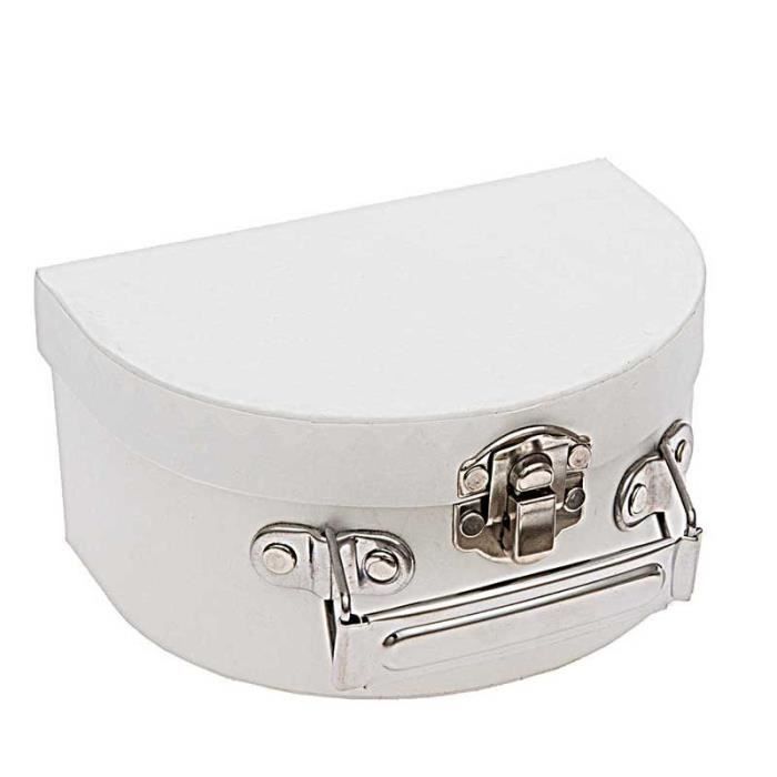 Valise en carton - RICO DESIGN - Semi-circulaire - Blanche - 12 x 9 x 6 cm - À décorer