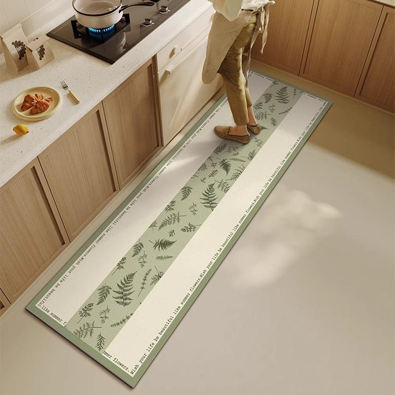 PVC Leather Mat Home Kitchen Area Rug Waterproof Oil-proof Foot Mats Non Slip Wear-resistant Carpet Long Balcony Rugs