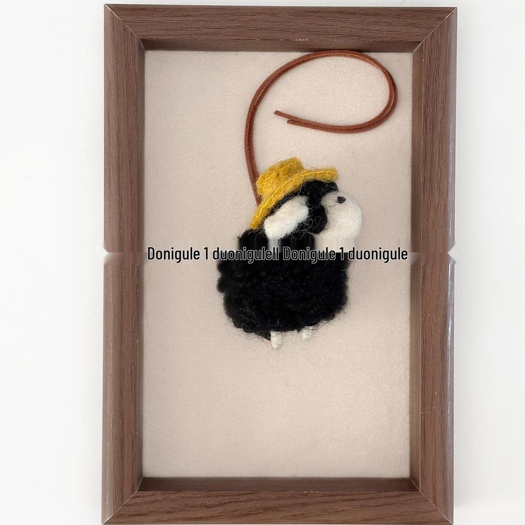 Yellow Hat Sheep Wool Felt Ornament Keychain 