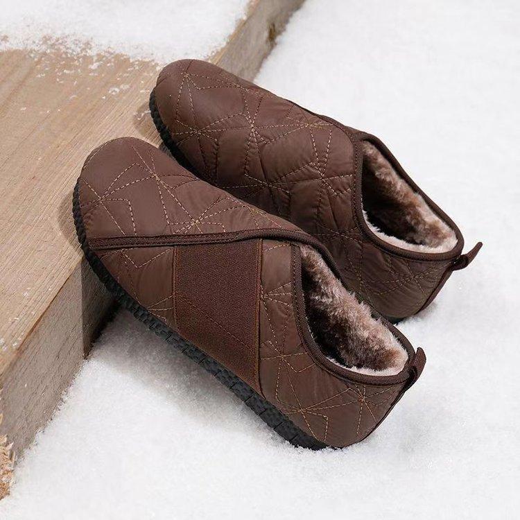

Winter cotton shoes simple mother cotton shoes wear-resistant Doudou shoes 2025 comfortable casual versatile one-pedal grandma cotton boots 40 коричневый