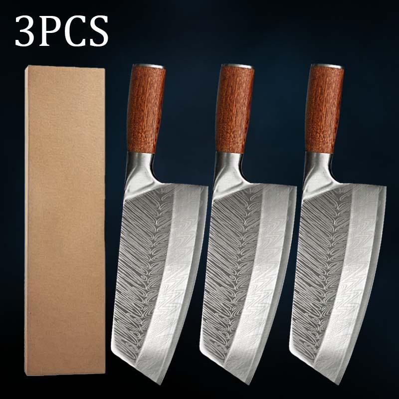 1PC 3PCS Stainless Steel Chef Knife Kitchen Supplies Meat Cleaver Vegetable Chopper Sharp Boning Knife Wood Handle Household
