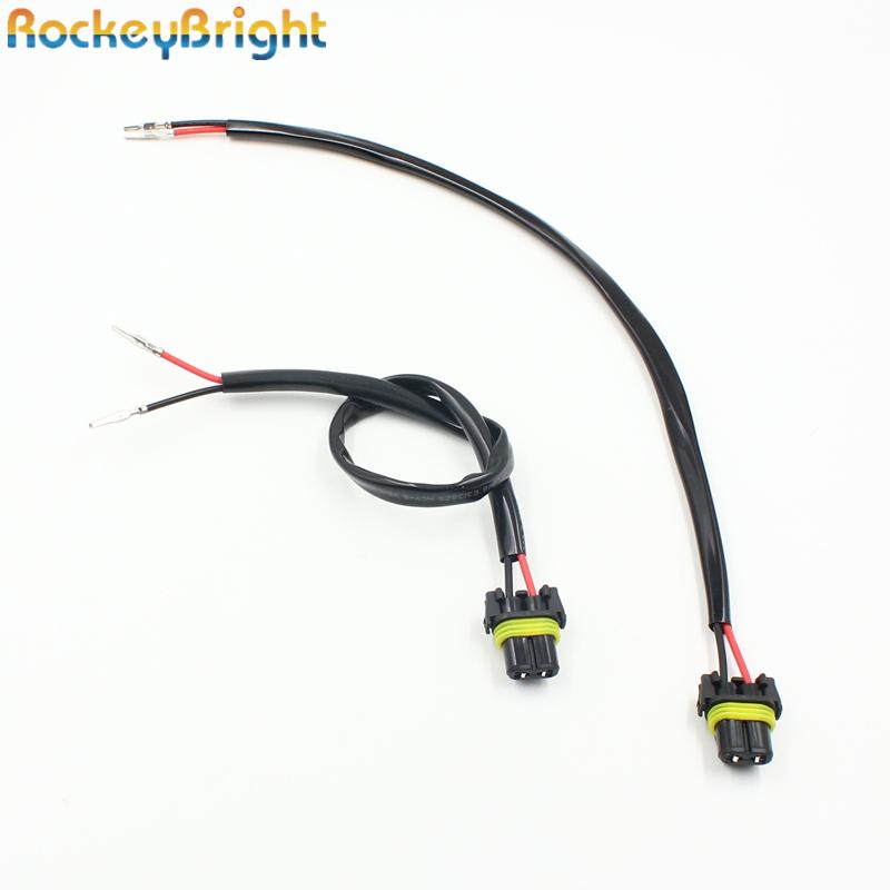 Rockeybright 2pc 12V 35W 55W HID Conversion Kit Light Bulb Wire Harness Power Plug Cord H3 H8 H9 H10 H11 880 881 Power Connector